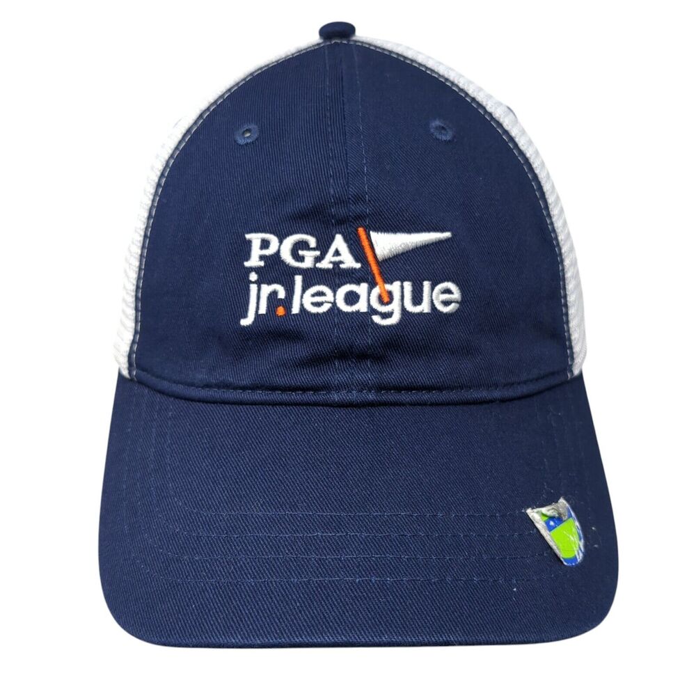 PGA Jr. League Snapback Trucker Hat Blue One Size Adjustable Mesh Back Garb